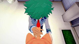 My Hero Academia Yaoi: Midoriya Handjob and Bakugou Bathroom Action
