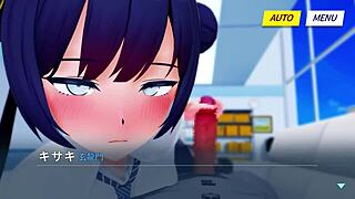 kisaki gives an amazing handjob in this hentai