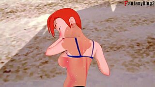 Gwen Tennyson in bikini gets naughty on beach with Ben10 fantasy.