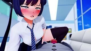 kisaki gives an amazing handjob in this hentai