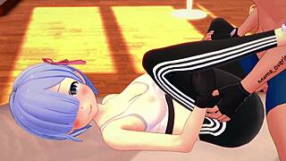Rem tries to rest after a workout, but gets into hot action in Hentai Re Zero