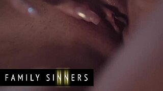 Is the step dad diving into his petite 18+ step daughter's muff before cumming on her ass?