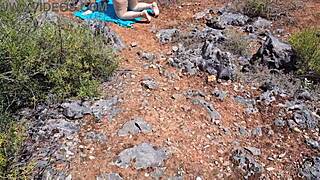 chubby dude bangs hot latina in outdoor forest action