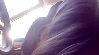 Lesbian Best Friend Gives Road Head, Gagging on Cum in Mouthful