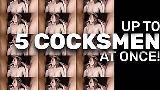 petite asian gets pussy filled with cum in wild gangbang