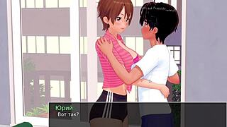 just chilling with hs tutor part 15, watching bathroom scenes unfold with big nipples and wild action