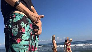 Damn, Jerking Off at Beach While Sexy Girls Help!