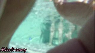 flashing pussy in pool