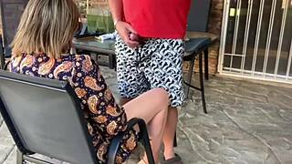 Stepmom’s outdoor mutual masturbation ends in creampie