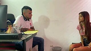 Boss fucks the young college girl begging for a job full story