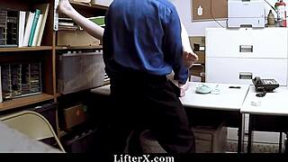 Office worker avoids arrest and pleases his boss in a hot scene