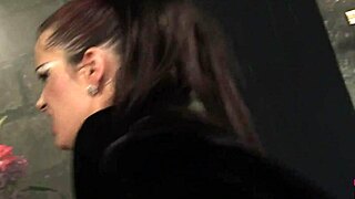 Sexy brunette vampire seduces blonde lesbian with bondage and sex toys