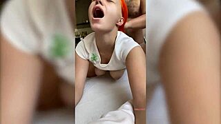 young redhead rides in pov