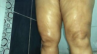 Chubby Latina enjoys solo fun in bathroom with happy ending