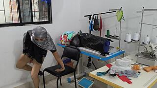indian seamstress masturbates in the workshop
