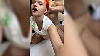 young redhead rides in pov