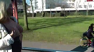 German blonde teen 18+ strips naked outdoors 😍