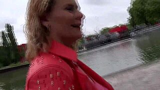 Chubby mature blonde caught in wild threesome action