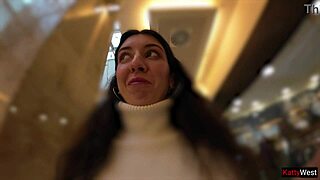 Skinny Teen Flashes Wet Jeans in Public Mall