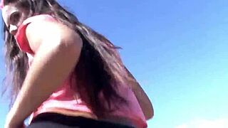 Petite Latina Gala Brown Sucks Dick Outdoors During Holiday POV Session