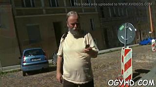 How does the old man roughly fuck young tight pussy with licking?