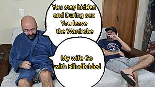 Blindfolded Wife Surprised By Friend In Bedroom Prank