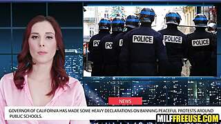 Hot milfs freeused during news broadcast