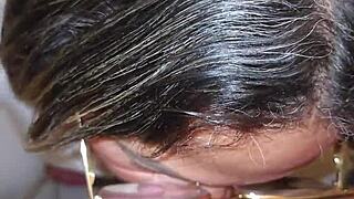 friend’s mom catches me with her thong, sucks me dry in bathroom