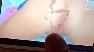 How does this masked beauty handle cum all over her ass?