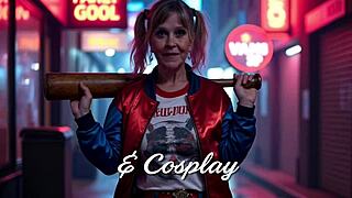 granny in queen of hearts costume fuckin herself with dildo