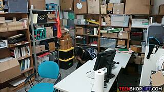 i caught this teen shoplifter and she reluctantly blew me in the shop