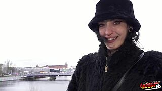 Skinny German goth gets rough sex in porn casting