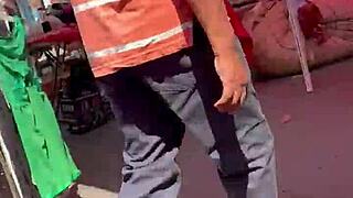 Big ass woman in jeans at the tianguis in Mexico