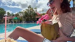 Swimming Pool Passion Ignites Real Couple's Hotel Room Doggystyle Romp