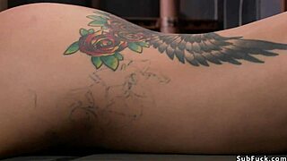 Big breasted woman flogged while bent over and tied up