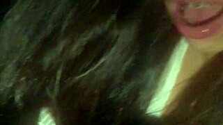 Sexy Latina Wife Surprises Husband with an Amazing Blowjob Inside the Cinema. They Heat Up the Dark Room!