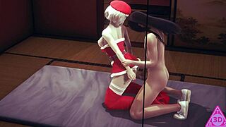 Nier hentai babe gives uncensored blowjob and handjob with massive cumshot action