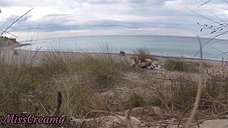 French Teacher Slut Gives Public Blowjob on Nude Beach