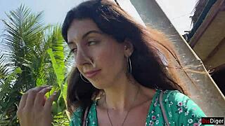 Bold Cumwalk: Eating Pasta Carbonara with Sperm on Face in Public Cafe