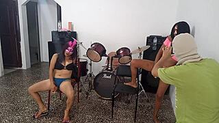 Who dances better, the white or dark-haired bitch?