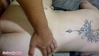 is the milf brunette curious about that monster cock in her hairy pussy?