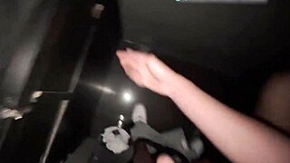 Sucking stranger at glory hole with cuckold watching