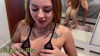 beautiful redhead loves sucking and taking cock in sheer