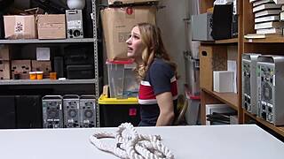 Hot thief fucks petite security guard roughly.