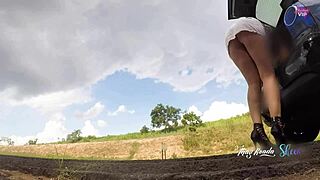 Watch her flash in the car on the highway