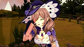 genshin impact lisa’s hot blowjob and titjob cumshot in hentai