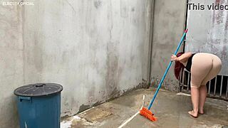 Naughty Latina maid teases with her ass