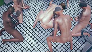 Skinny babe faces wild gang action in 3D game