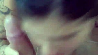 She took a cum shower in the bathroom, cum on tits and armpit.