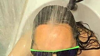 Hot wife delivers steamy bath blowjob and handjob with fiery nails